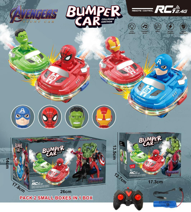 2Pcs RC Cute Mini Spray Bumper Cars