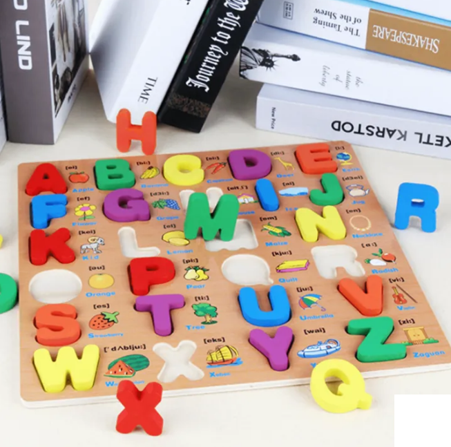 3D Wooden Alphabet Learning Puzzle Board