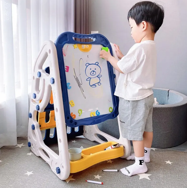 90cm Multi-functional Artistic Drawing Board With Book Shelf - Blue