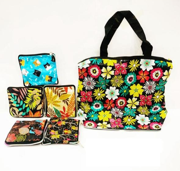 Premium Foldable Printed Tote Bag With Zipper - Assortment