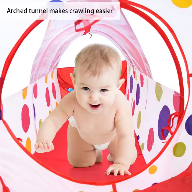 3in1 Foldable Tunnel Tent House - Red