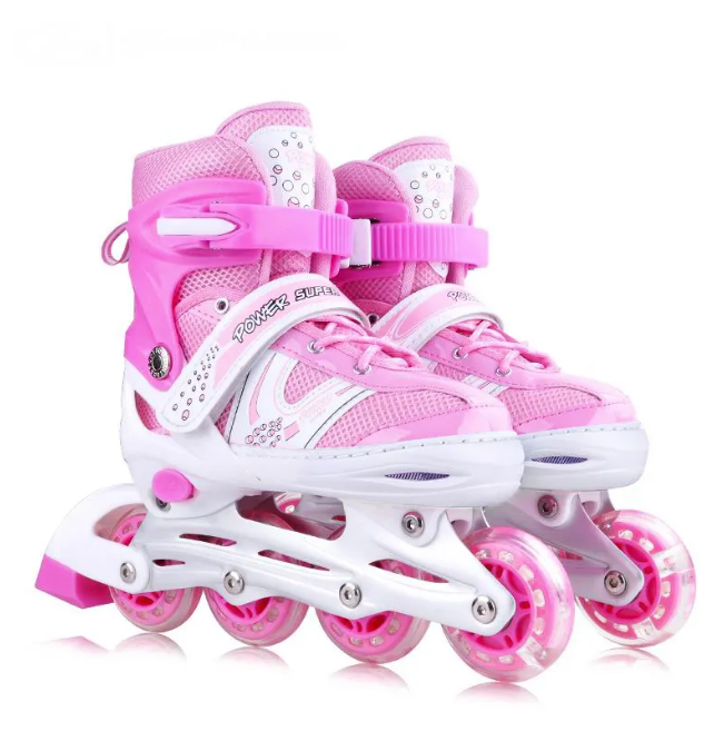 8* Inches Kids Four Wheel Roller Skating Shoes - Pink