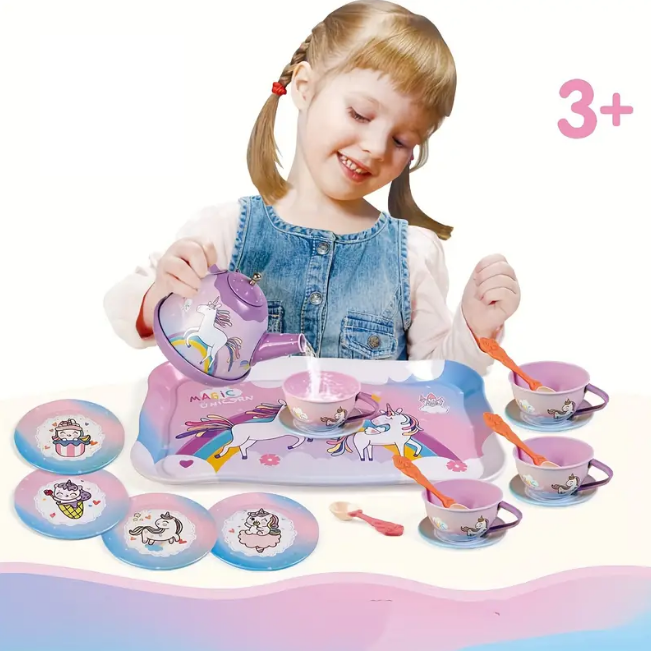 18Pcs Unicorn Metal Tea Set For Kids
