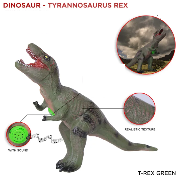 Kids Realistic Dinosaur Rubber Toy With Sound