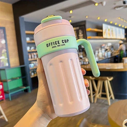 650ml Stainless Steel Temperature Display Coffee Cup - Pink