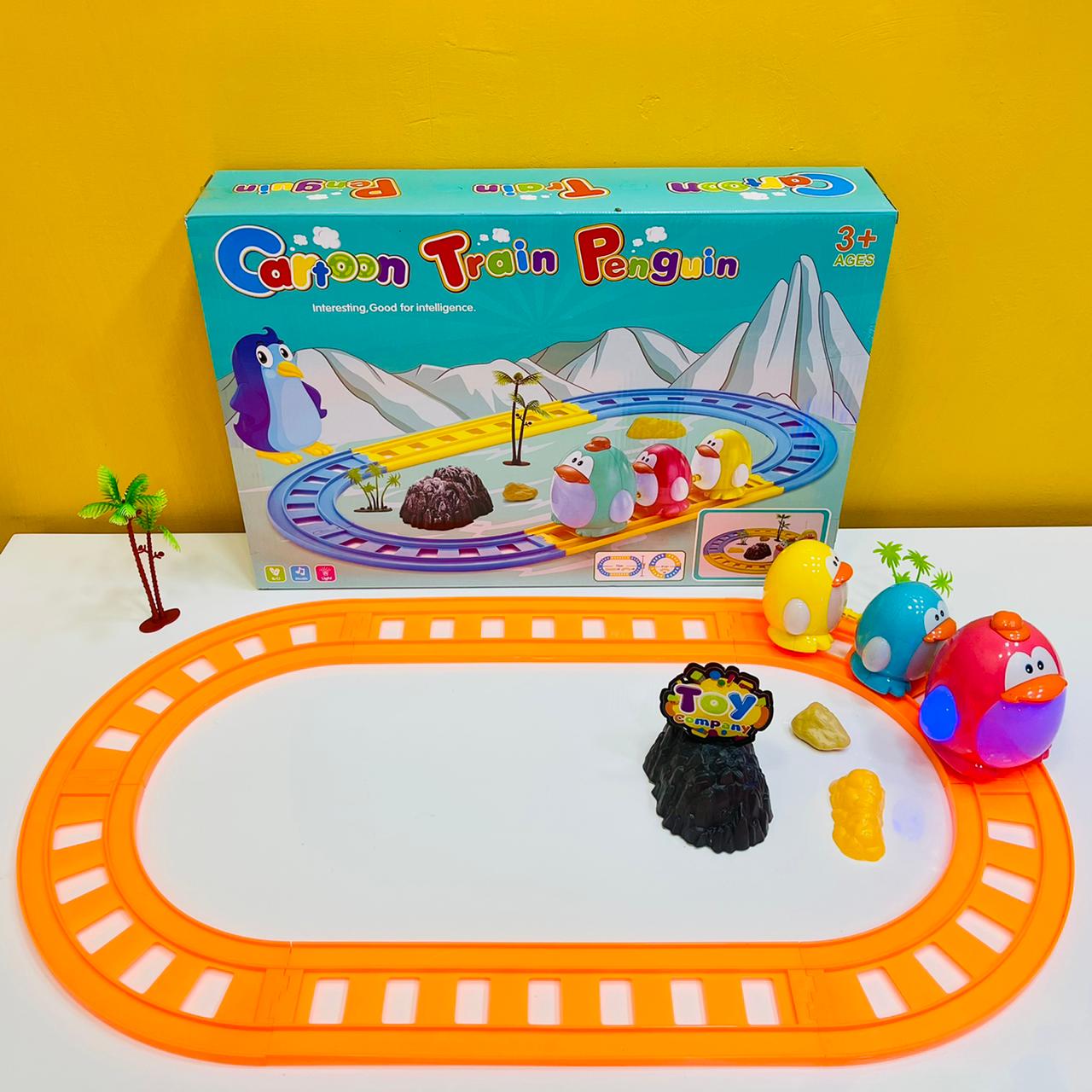 Cartoon Penguin Musical Train Track