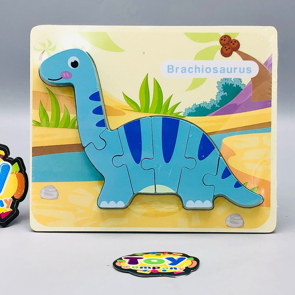 1Pc 3D Wooden Dinosaur Puzzle Jigsaw Board - Assortment