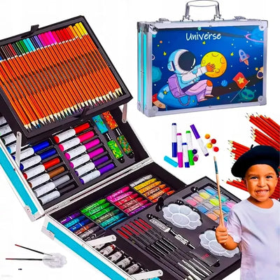 145Pcs Premium Space Themed Kids Painting Kit Briefcase