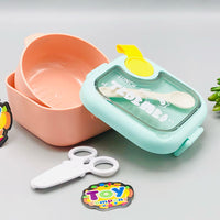 750ml Plastic Lunch Box With Food Scissor & Spoon - Pink
