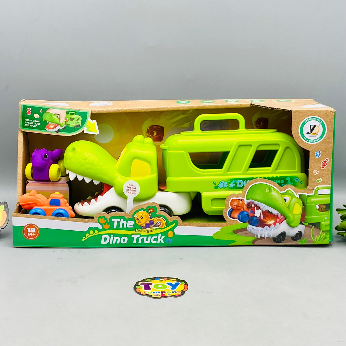 Kids Inertial Dinosaur Truck With Light & Sound - 2Pcs Cars