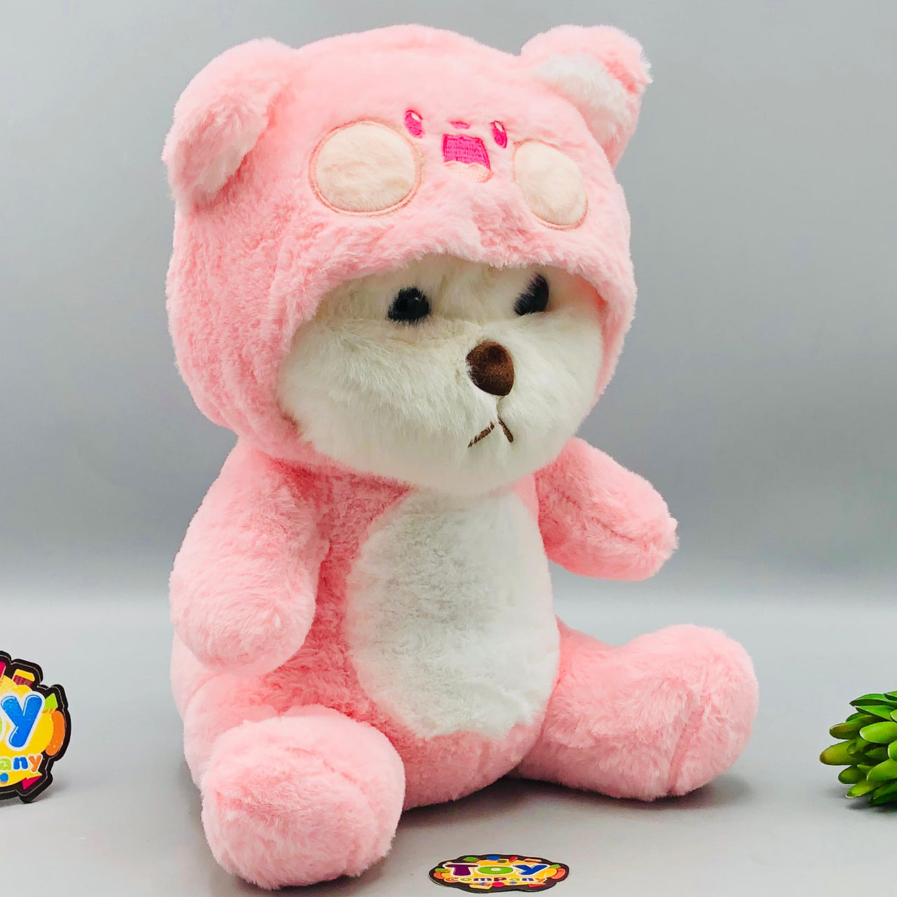 12* Inches Premium 2in1 Hoodie Bear Stuff Toy - Pink