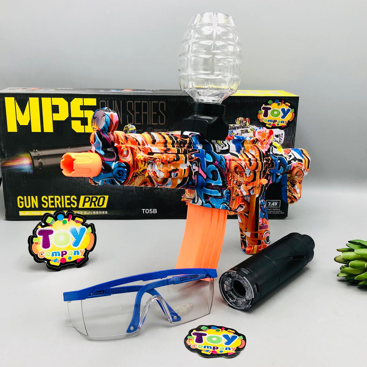 Electric MP5 Gel Blaster Shooting Gun With Lights Muffler