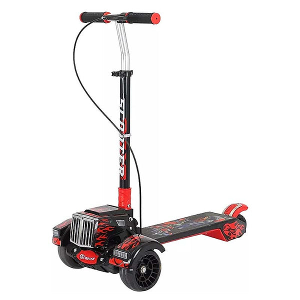 Fire Large Foldable Kick Scooter With Light & Music - Red