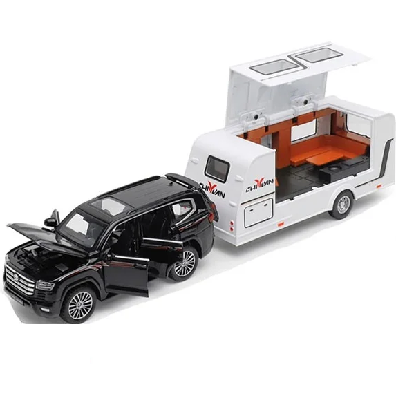 1:32 Diecast Land Cruiser Car With Trailer