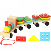Wooden Geometric Building Blocks Train