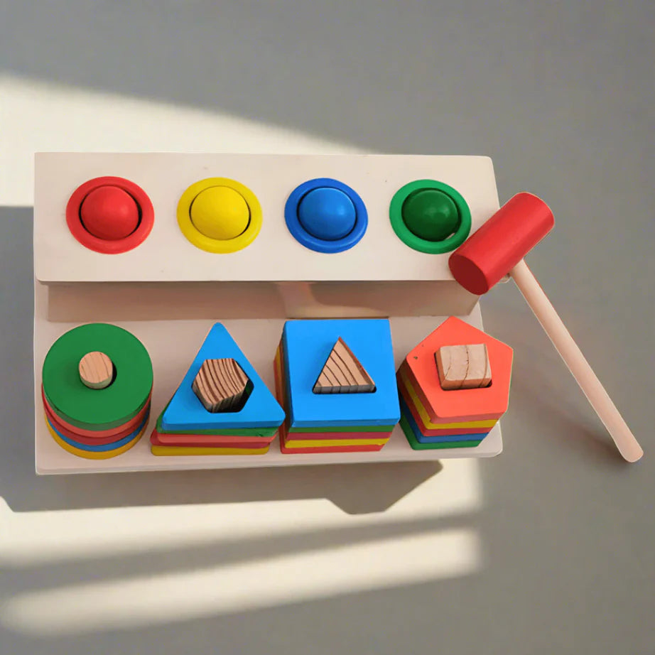 Wooden 2in1 Shape Sorter & Pounding Game