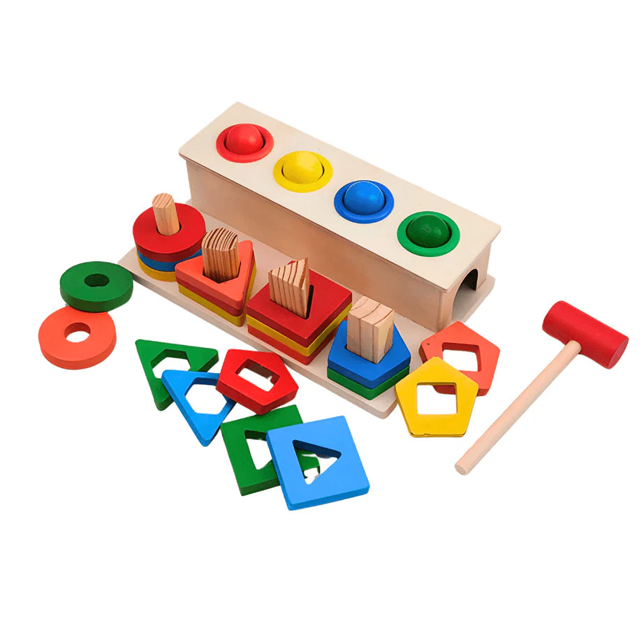Wooden 2in1 Shape Sorter & Pounding Game