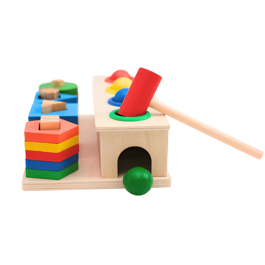 Wooden 2in1 Shape Sorter & Pounding Game