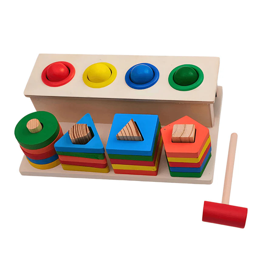 Wooden 2in1 Shape Sorter & Pounding Game