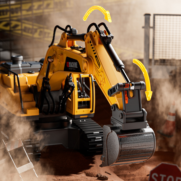 2.4GHz Remote Control Diecast Excavator With Smoke
