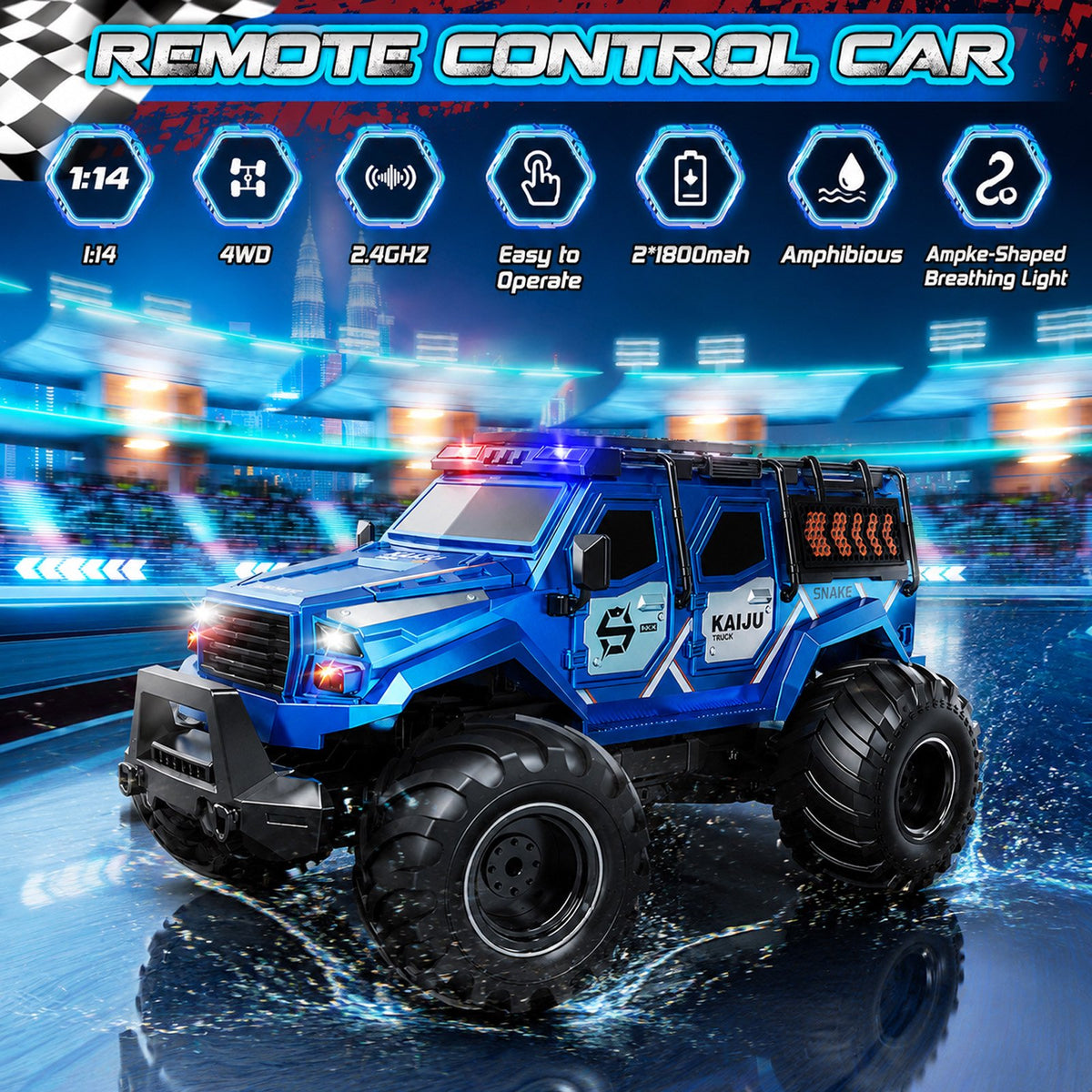 2.4GHz Remote & Watch Control Cobra Attack Rock Crawler