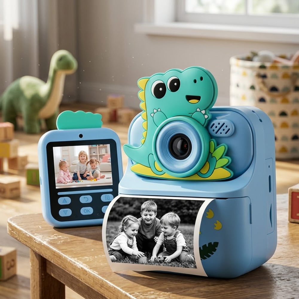 2.4 Inch Kids Dinosaur Dual Camera Printer