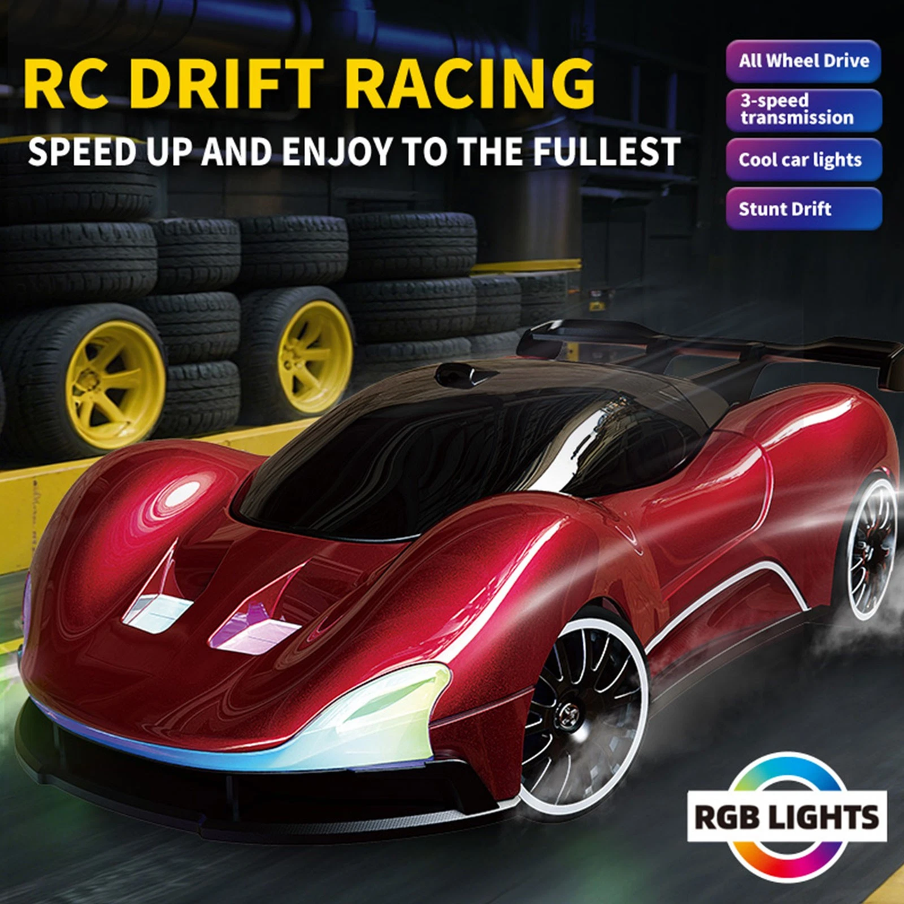 2.4GHz RC Night Drift Car With RGB Lights