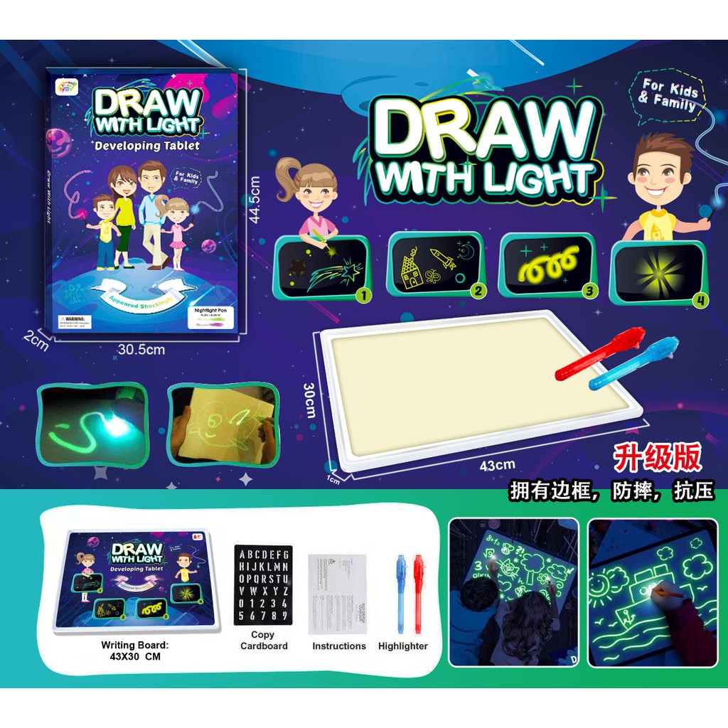 Draw With Lights Fun Painting Board With Nightlight Pen