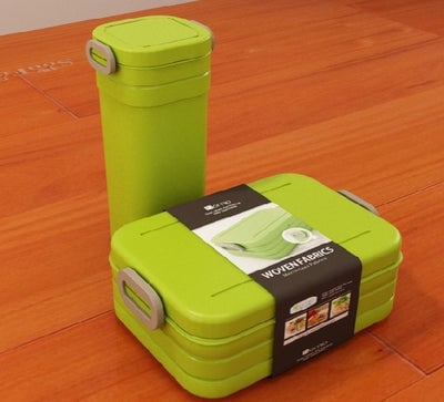 2in1 Premium Plastic Lunch Box & Water Bottle - Green