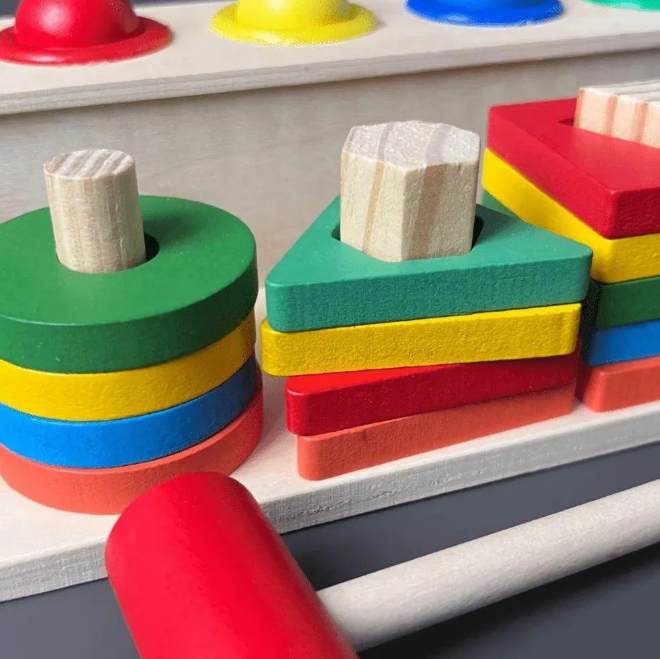 Wooden 2in1 Shape Sorter & Pounding Game
