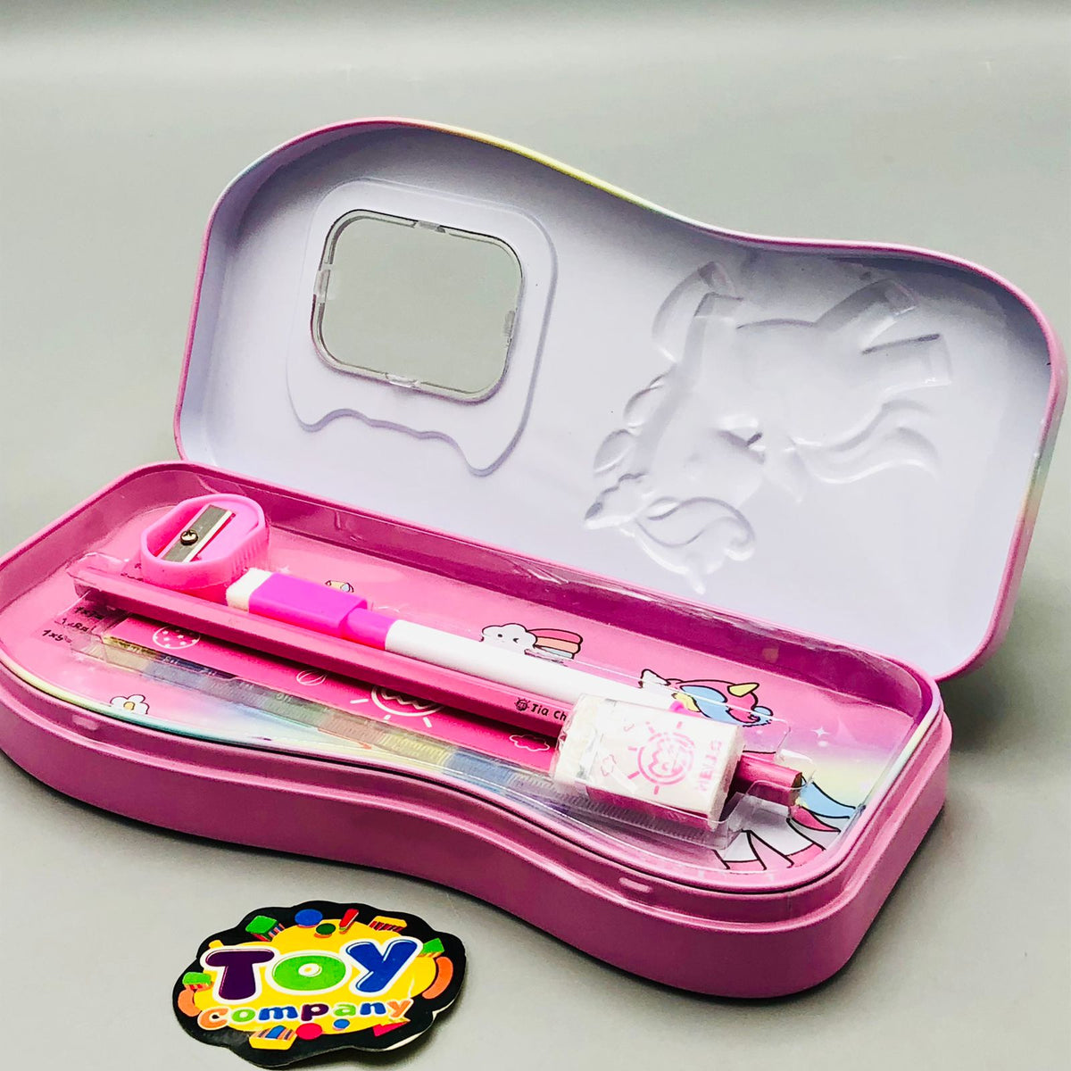 Unicorn Theme Tin Pencil Case With Stationary Set
