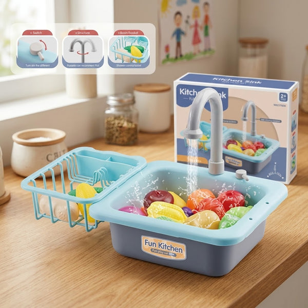 20Pcs Kids Pretend Play Kitchen Sink With Accessories
