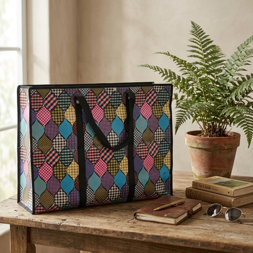 20 Inch Ogee Grid Printed Tote Bag