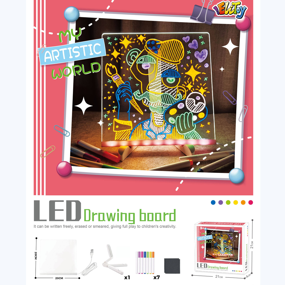 20cm DIY Writing Acrylic LED Lamp Tablet