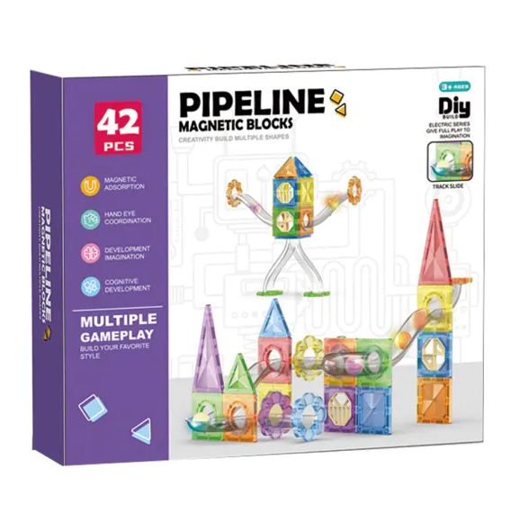 42Pcs Pipeline Magnetic Tiles Building Blocks