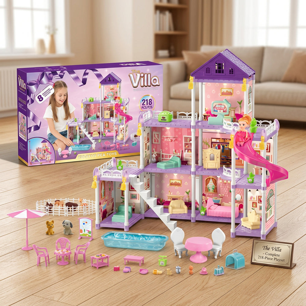 218Pcs DIY Villa Doll House 
