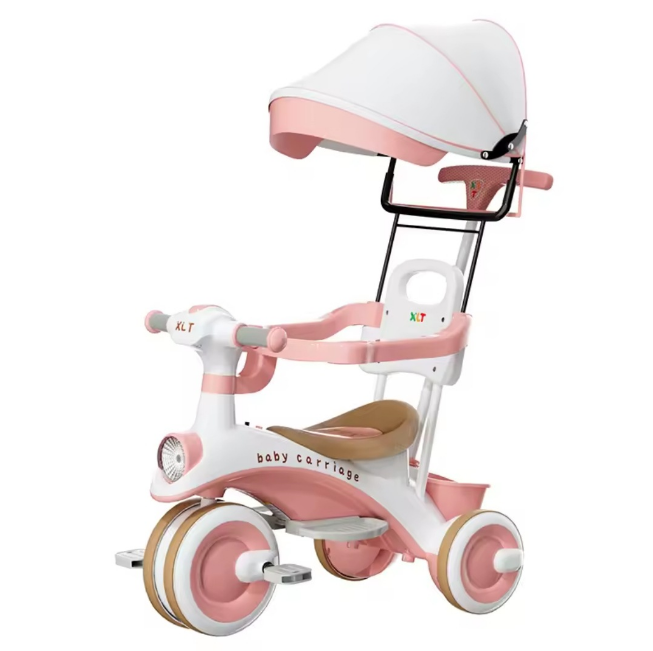 Kids 2in1 Stroller Tricycle With Canopy - Pink