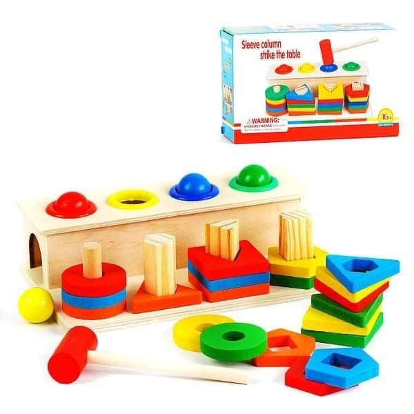 Wooden 2in1 Shape Sorter & Pounding Game