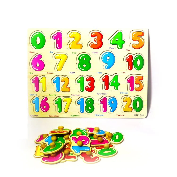 3D Wooden Number Puzzle Board 0-20