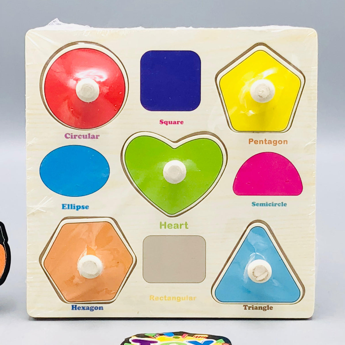 Wooden Shapes Themed Puzzle Board With Knobs