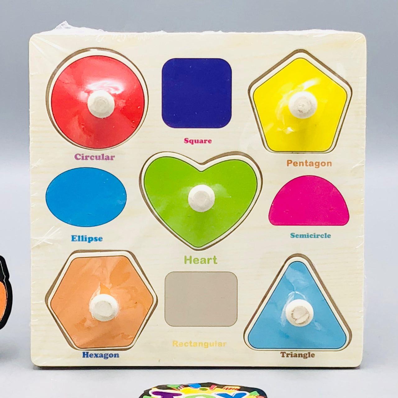 Wooden Shapes Themed Puzzle Board With Knobs