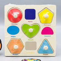 Wooden Shapes Themed Puzzle Board With Knobs