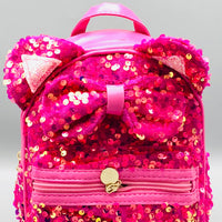 7.5* Inches Girls Fancy Kitty Backpack - Dark Pink