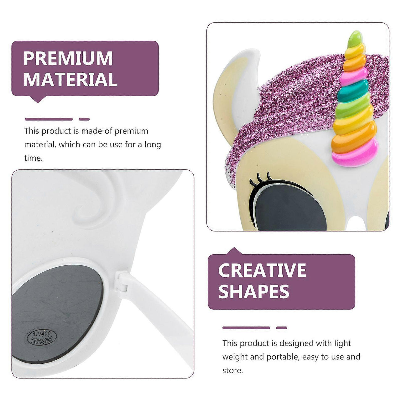 Children's Unicorn Frame Sunglasses - 1Pc