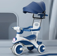 Kids 2in1 Stroller Tricycle With Canopy - Blue