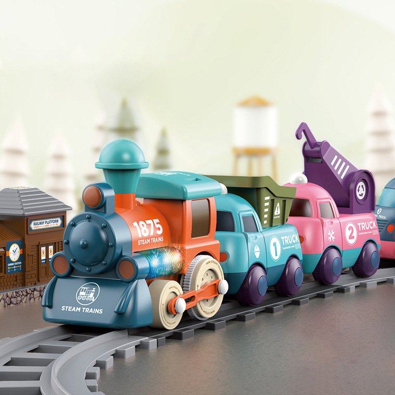 17Pcs Kids Locomotive Engineering Train Track Set