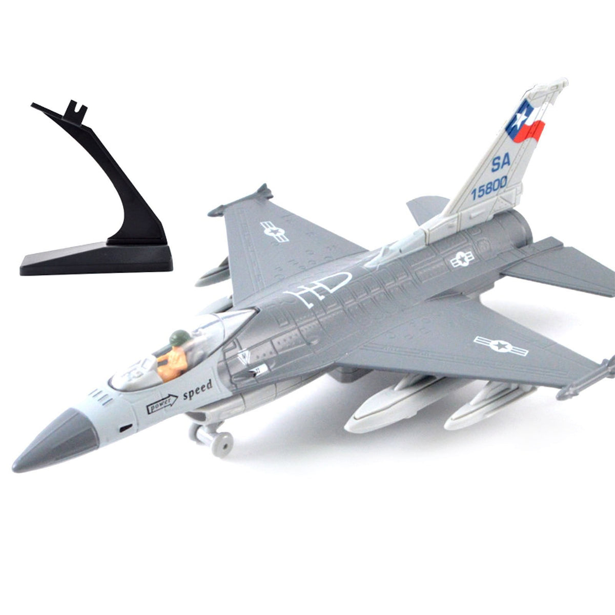 Diecast F-16 Pullback Airplane Model With Light & Sound