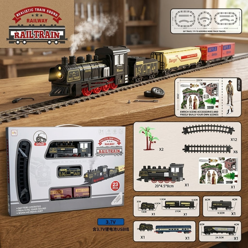 23Pcs Electric Rail Track Set With Light