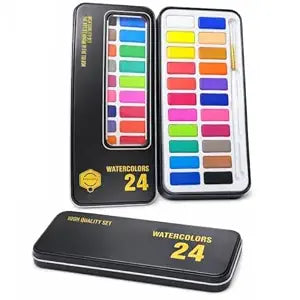 24Pcs Water Colors With Tin Box 