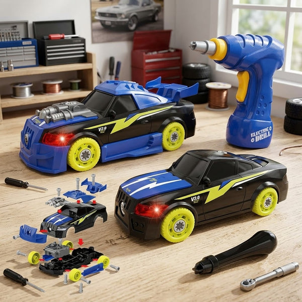 24+Pcs DIY Modified Screw Car With Electric Drill
